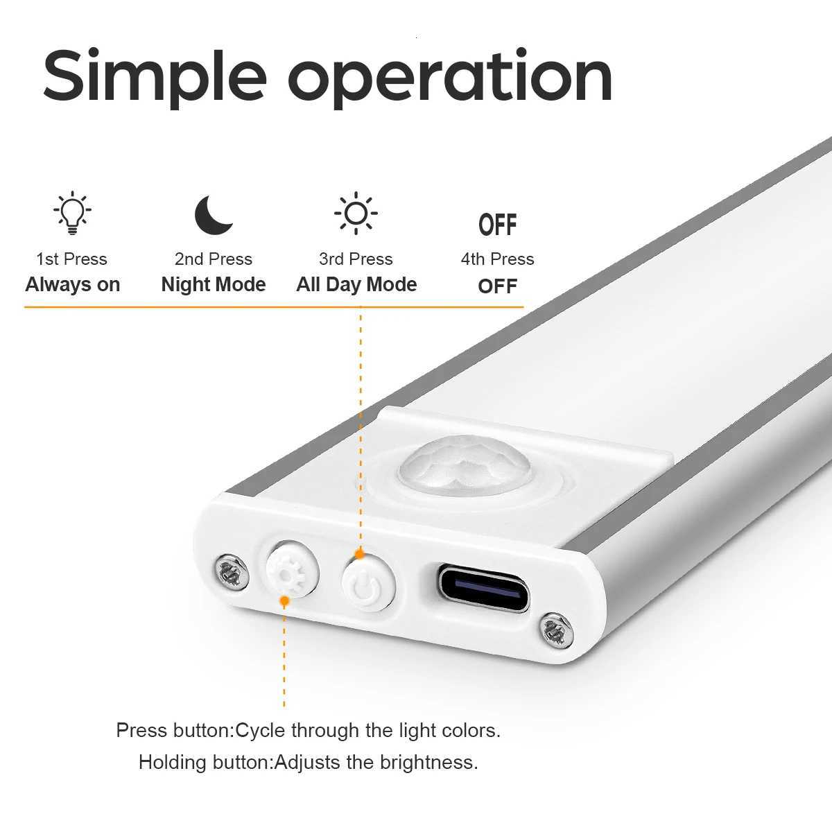 Ultra Thin LED Under Cabinet Lights Rechargeable 3 Colors Lamp Motion Sensor LED Light For Kitchen Bedroom Wardrobe Closet Decor M251129