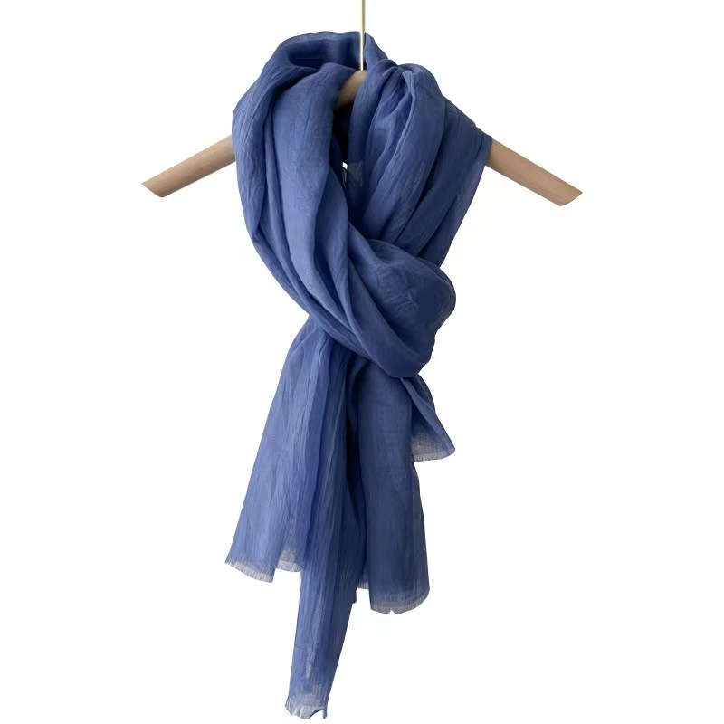 K572 Thin women's desert shawl color winning cotton and linen beige versatile scarf Xinjiang travel sunscreen scarf