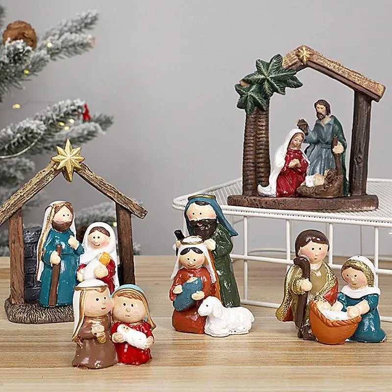 Manger Scene Resin Figurine Christmas Decoration Holy Family Manger Scene Nativity Figures Christmas Nativity Scene Ornament H251129