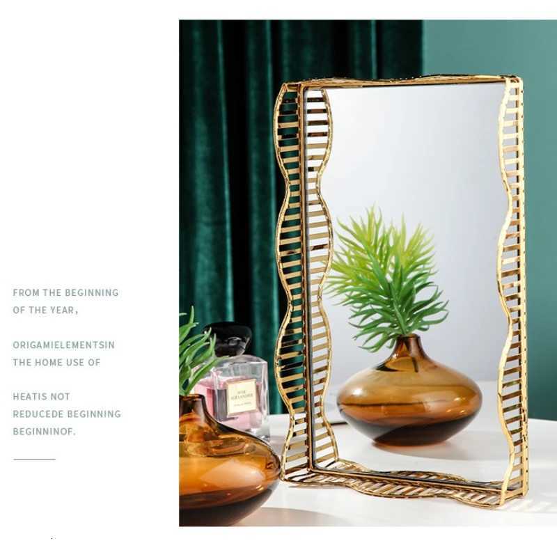 Mirror Glass Plate Golden Metal Storage Tray Home Living Room Luxury Display Plate Decoration Fruit Plate Y251129