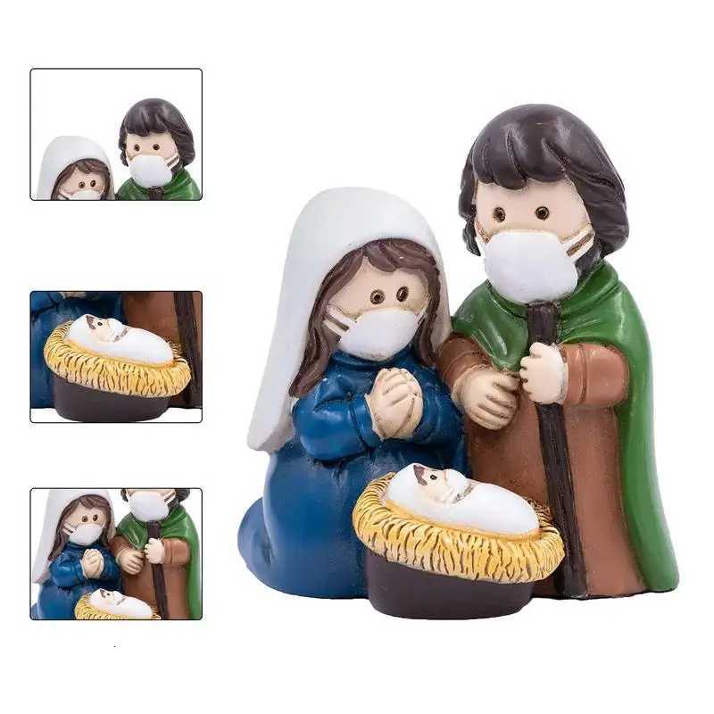 Nativity Statue Set Resin Tabletop Nativity Set Christmas Nativity Figurine Collection Holy Family Religious Figurine Craft H251129