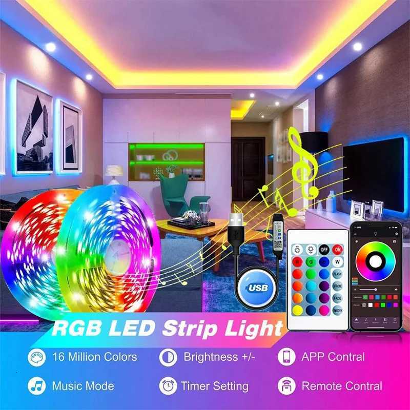 RGB USB LED Light Strip Music Sync RGB Flexible Tape Diode Lights for Party Chrismas Home Luces Led Lights TV Backlight M251129