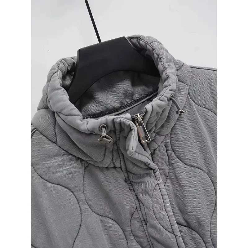 2025 Autumn Winter Fashion Washing Waistcoat Vintage Sleeveless Female Outerwear Chic Vest Tank Top Women Standing Collar LightT251129