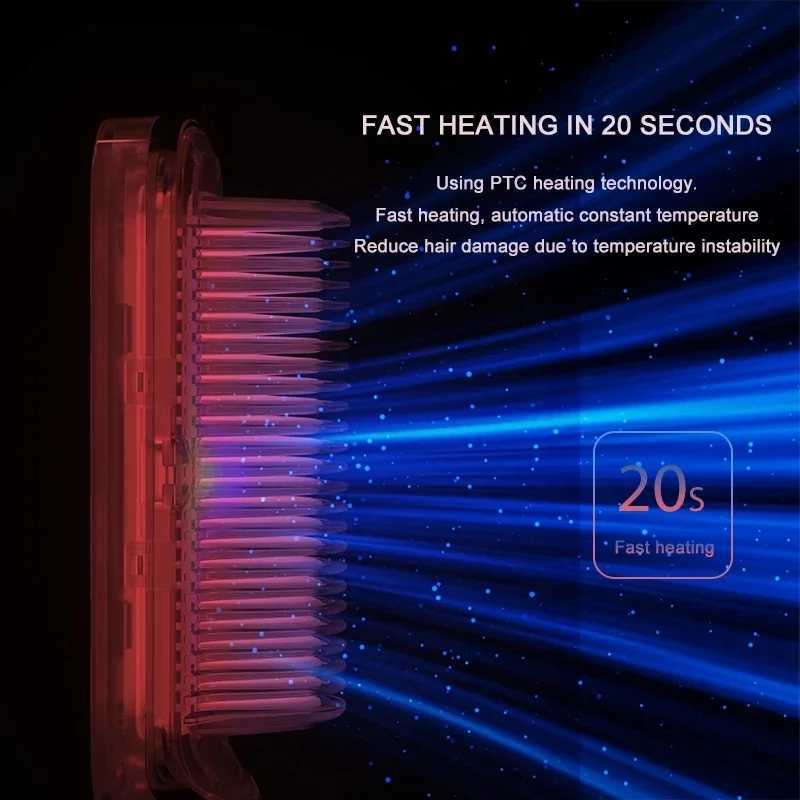 Profissional Hot Combs Anti-scalding Hair Straightener Brush Ceramic Hair Curler Heated Electric Smart Brush Hair StraightenerT251129