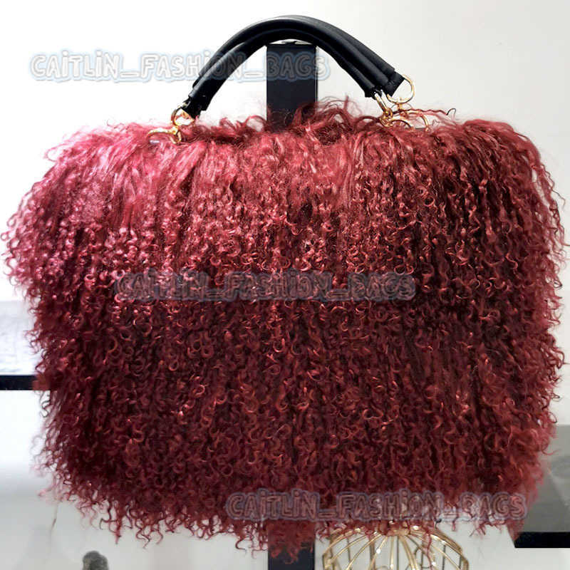 2025 Fluffy Womens Bag Beach Wool Bag Single Shoulder Handbag Tassel Sheepskin Crossbody Genuine Leather Bag Handheld H251129