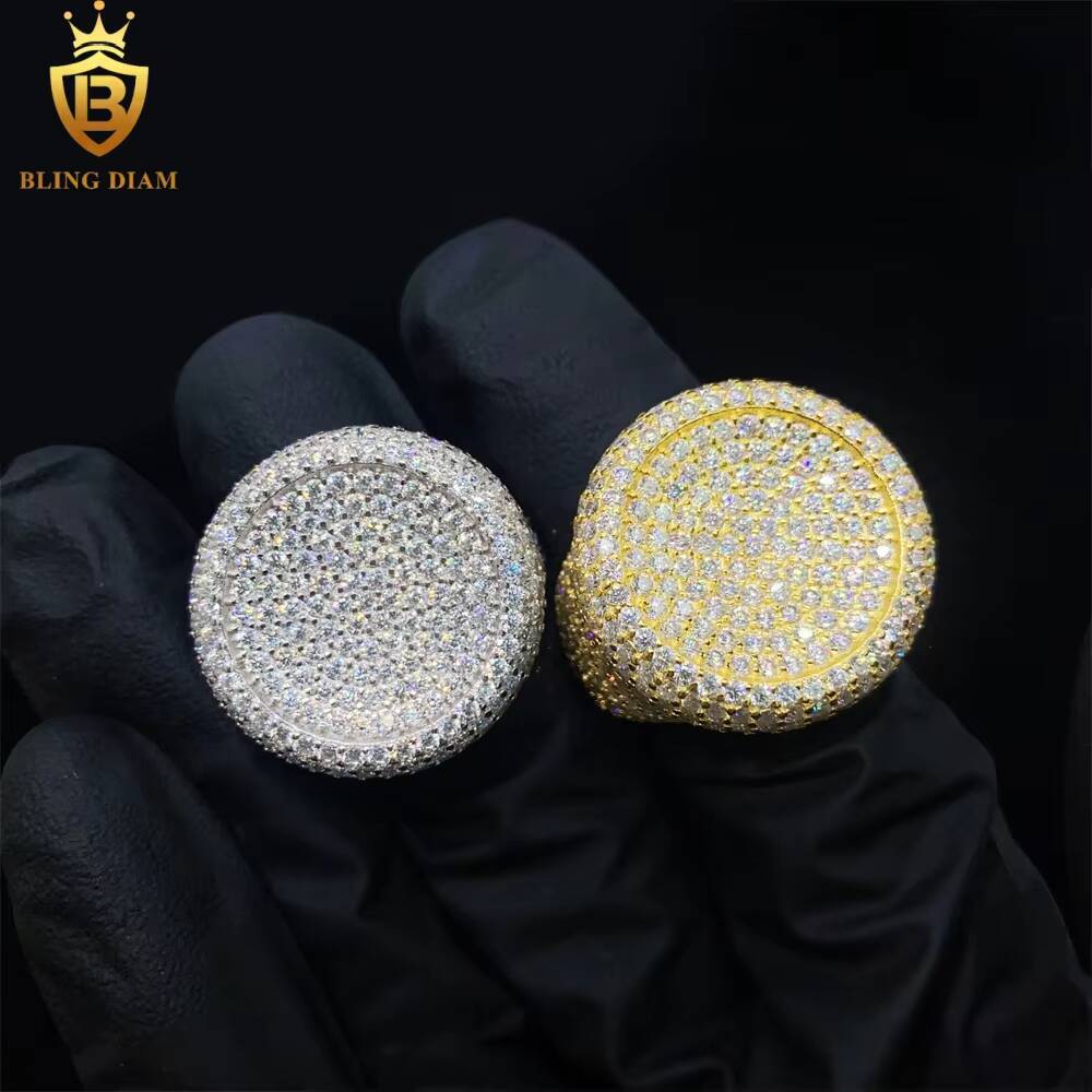 Hip Hop Jewellery 925 Sterling Silver Cuban Ring Set for Mens Vvs Large Moissanite Custom Iced Out Lab Diamond