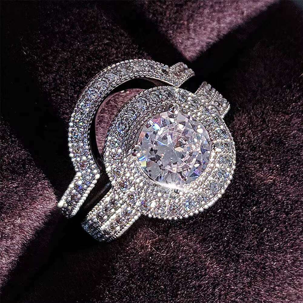 Luxury High-End European and American Boutique Women's Round Geometric Ring R4428 Cross-Border E-commerce Combination Free delivery