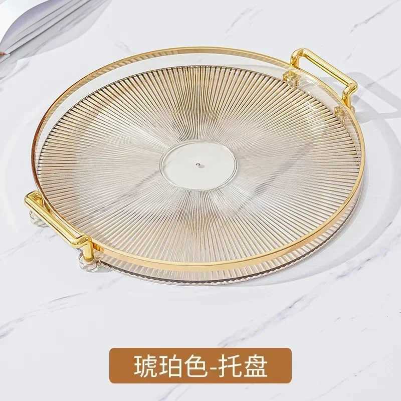 Round Storage Tray Home Living Room Coffee Table Tea Cup Storage Plate Acrylic Tray Aromatherapy Organizer Tray Home Decor New Y251129