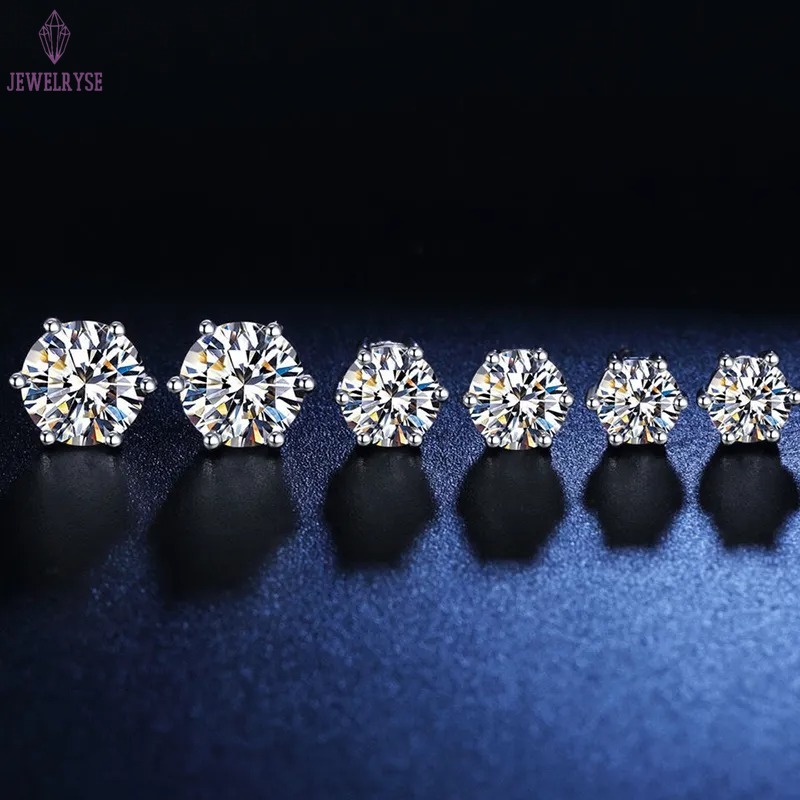 100% Real Moissanite Studs Earrings Pass Diamond tester For Men Women 925 Silver Platinum Plated Bride Wedding Gemstone Earrings