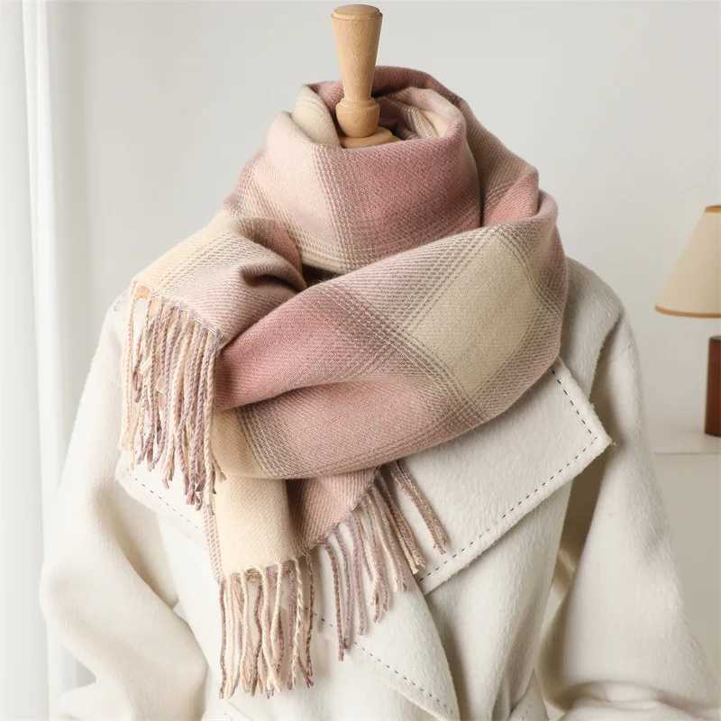 High Quality Winter Women Warm Plaid Scarf Imitation Cashmere Thicken Shawl Outdoor Travel Neckerchief FoulardJ251129