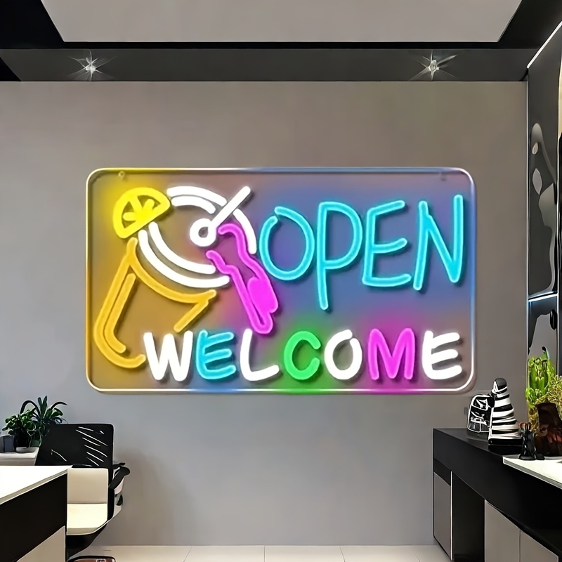 Open Signs for Business, Super Bright LED Neon Open Sign -Electric Light-Up Sign with ON/OFF Switch, Suitable for Coffee Shops, Salons, Bars, and Wind
