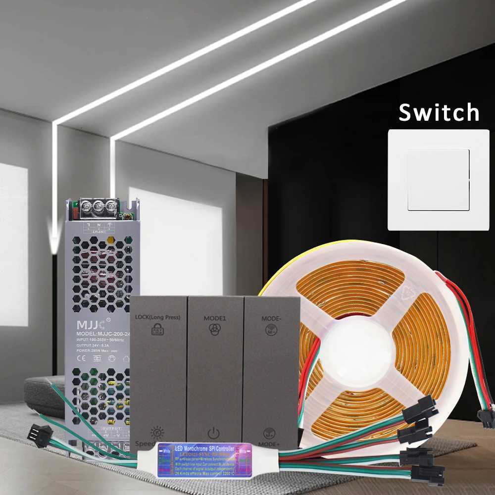 24V Horse Race Running Water Strip Light COB Flexible Ribbon 5M 10M 15M 20M Tape Lamp Work with Smart Switch Control Controller M251129