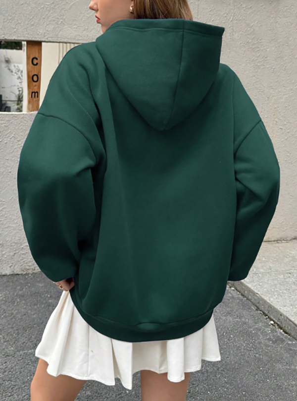 Women's Green Italy Print Hoodie: Young Fashion Style, Casual Comfortable Pullover with Heat Transfer Graphics, Loose-Fit Hooded Sweatshirt for D