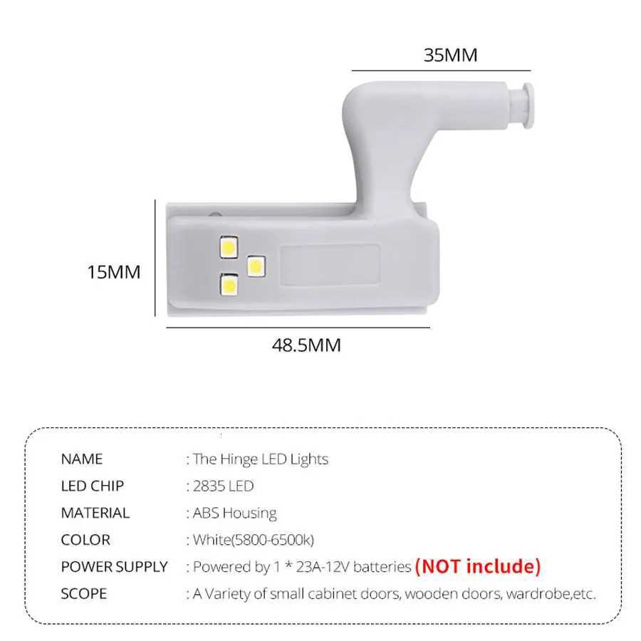 6/10pcs LED Inner Hinge Lamp Cabinet Lights Wardrobe Cupboard Door Sensor Lights Bedroom Kitchen Closet Night Lights Not Battery M251129