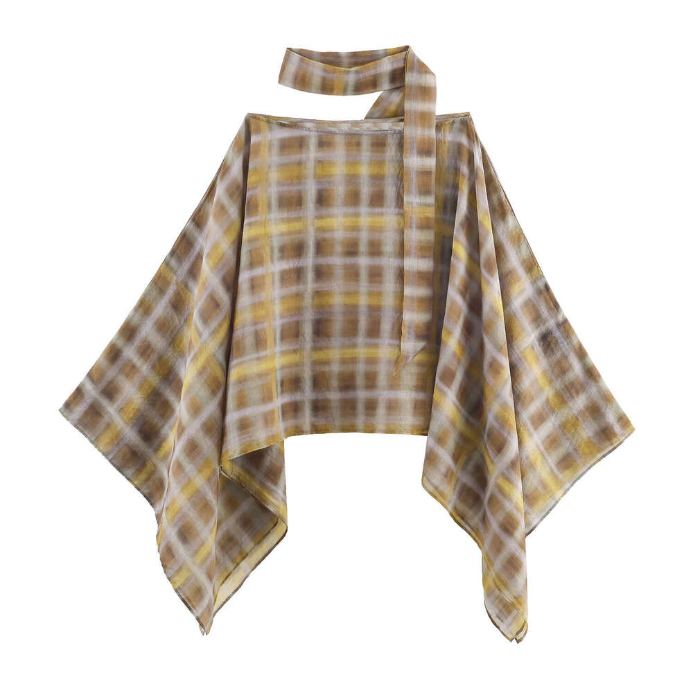 Cross-Border Exclusive European And American Women's Clothing Scarf Cape + Plaid Midi Skirt Set B5