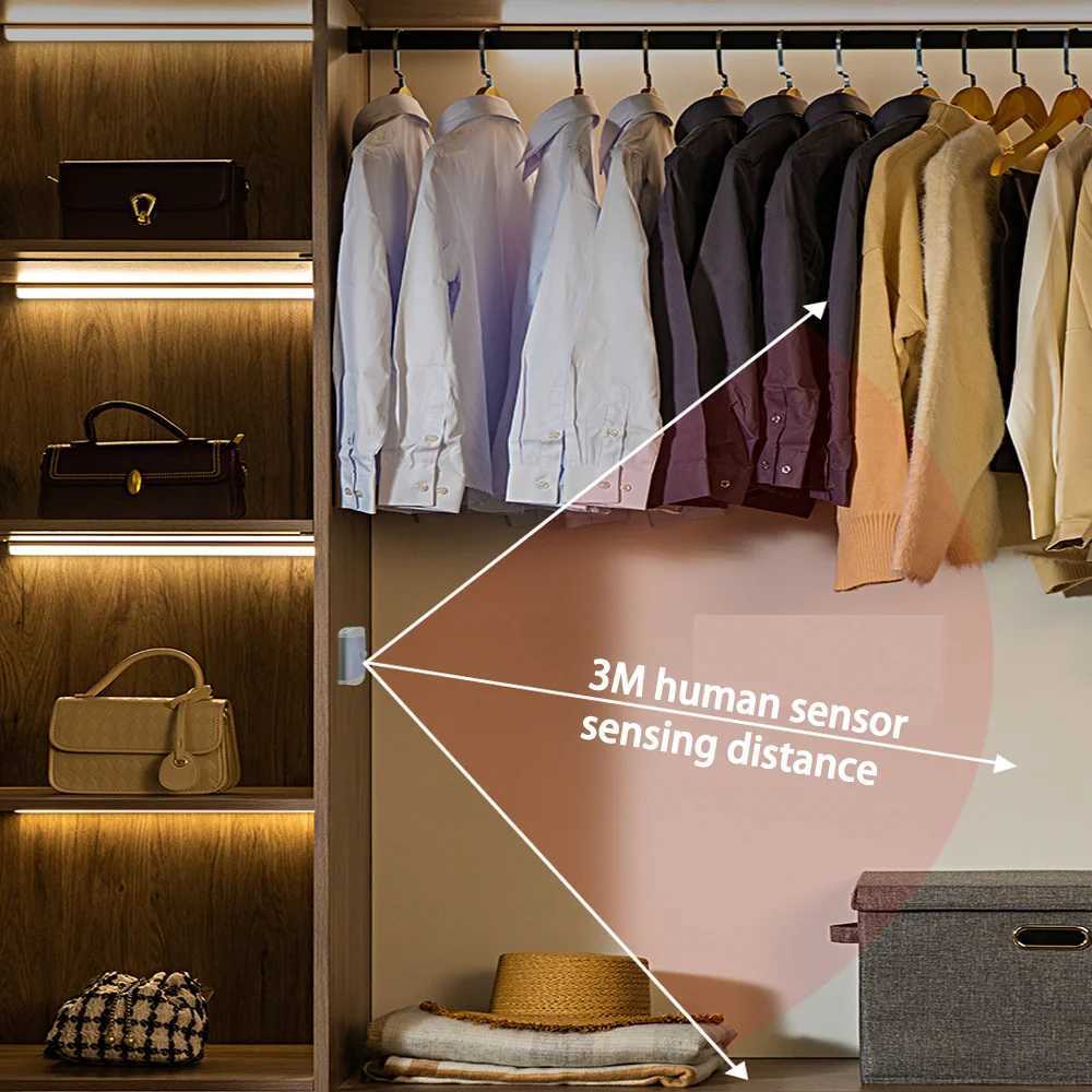 30cm TypeC Rechargeable Motion Sensor Led Lamp Wireles CCT LED Night Light Kitchen Wardrobe Cabinet Lighting Staircase Backlight M251129