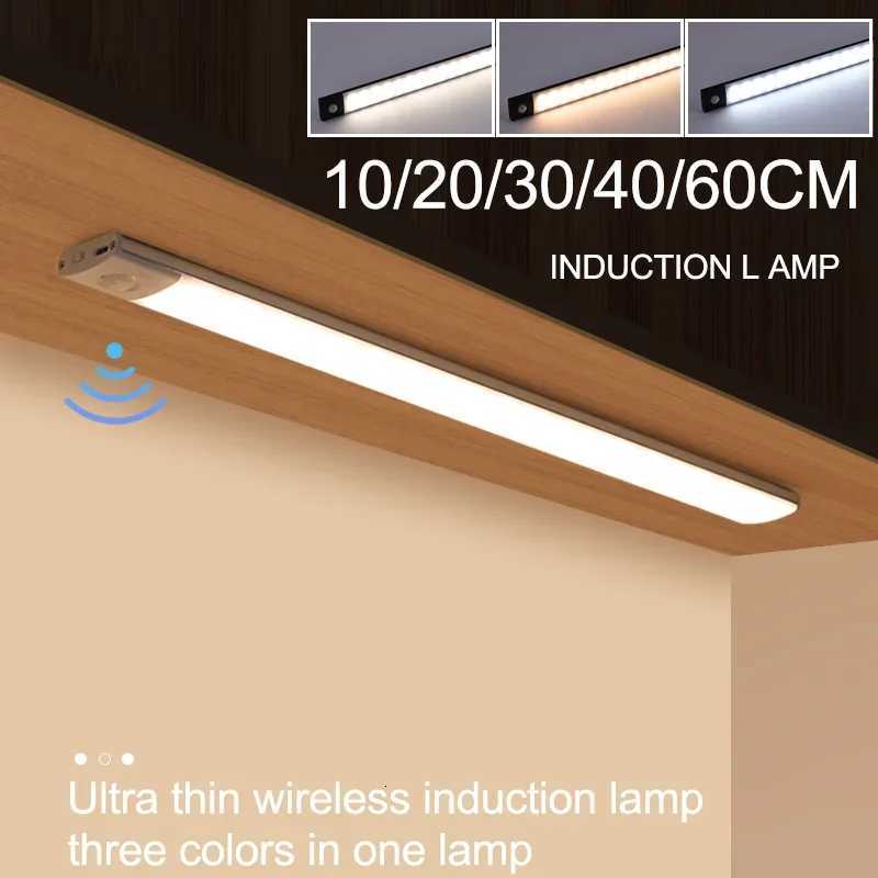 1pc Wireless Rechargeable LED Motion Sensor Cabinet Light - Ideal for Closet Kitchen Wardrobe Stairs - Battery Operated Night M251129
