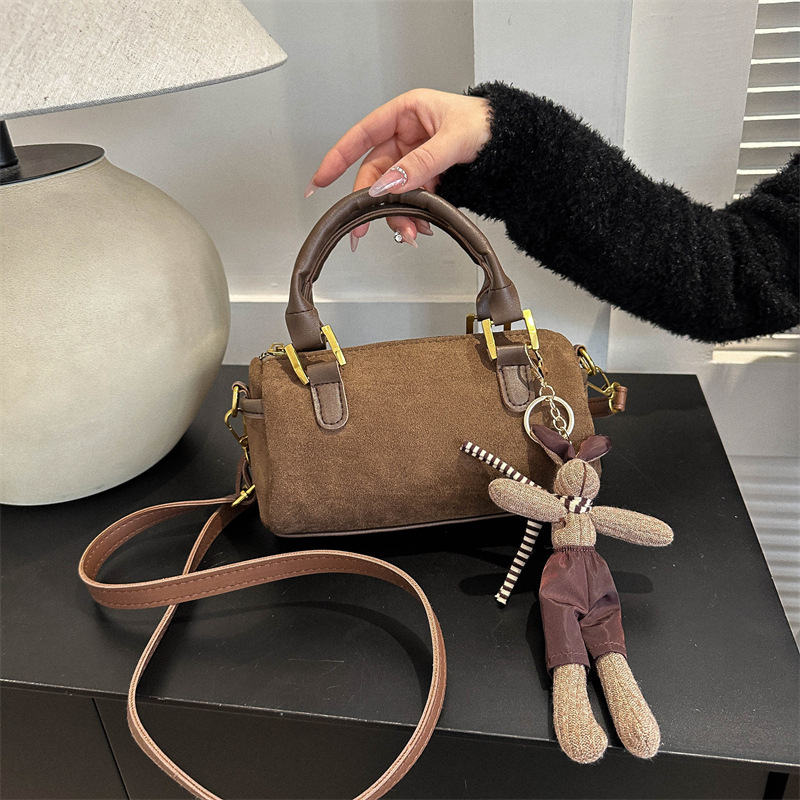 Simple Design Woolen Tote Bag for Women - Chic Cylinder Crossbody Purse, Lightweight Retro Shoulder Bag Free Delivery