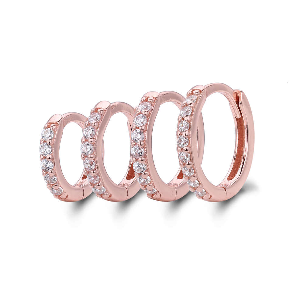 S Pure Sier with Zircon Basic Round Earrings Classic Ear Bone Buckle