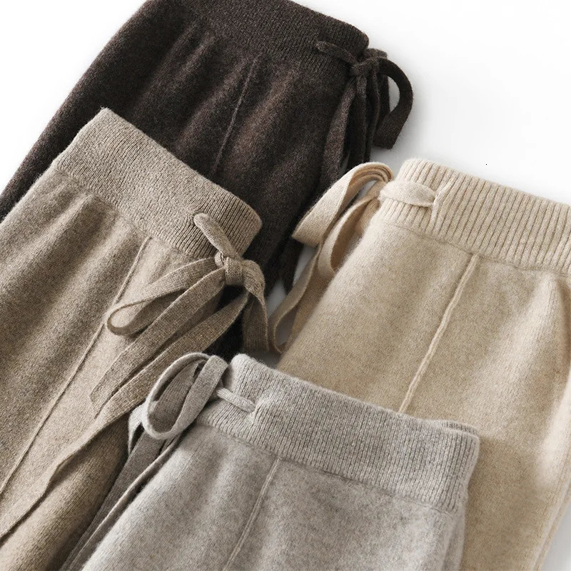 Womens Solid Color Wool Knitted Wide Leg Pants Autumn Winter Basic Soft Warm Cashmere Knit Trousers Casual Simple Style Korean 251121 - view 5