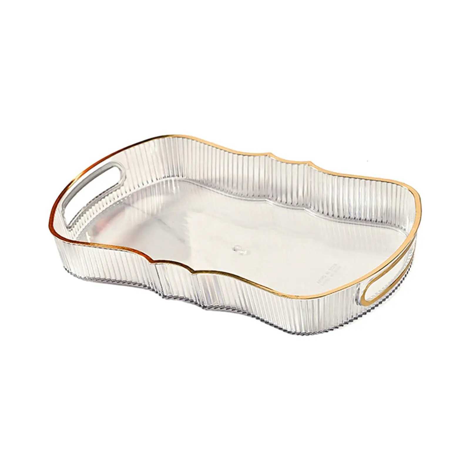 Acrylic Serving Tray with Handle Decorative Tray Jewelry Perfume Cosmetics Holder for Home Kitchen Bread Living Room Office Y251129