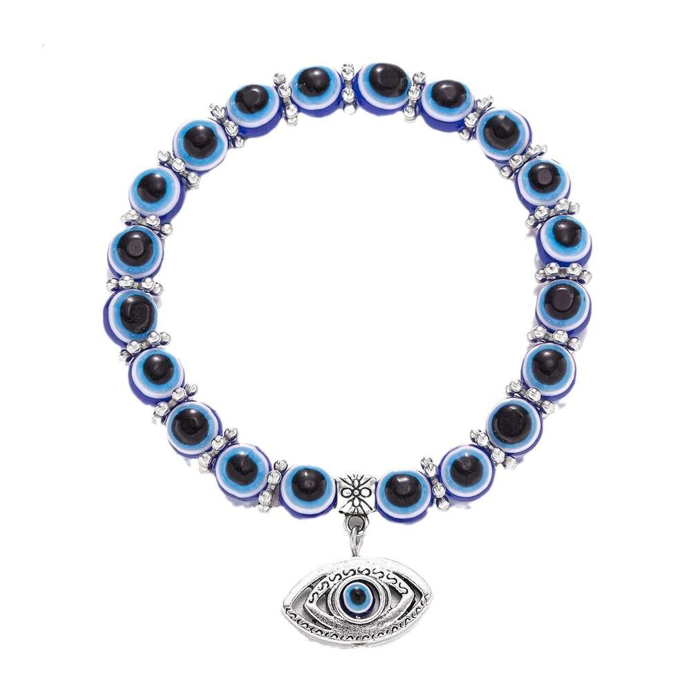 mens devils butterfly elephant animal pendant resin blue eye beads fatima palm bracelet