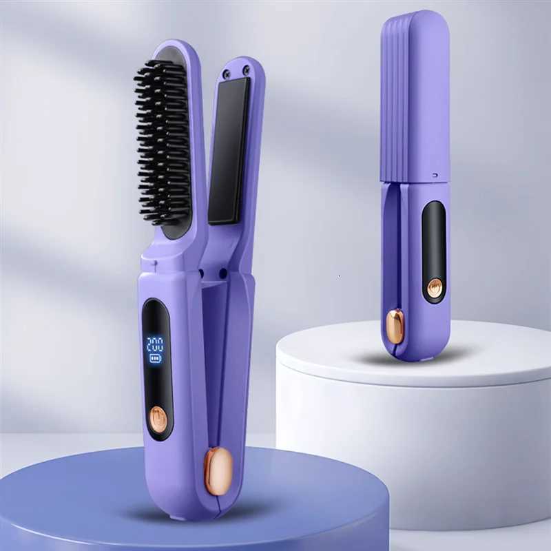 AA20-2 In 1 Hair Tool Portable Hair Straightening Brush Hair Straightening Brush VioletT251129
