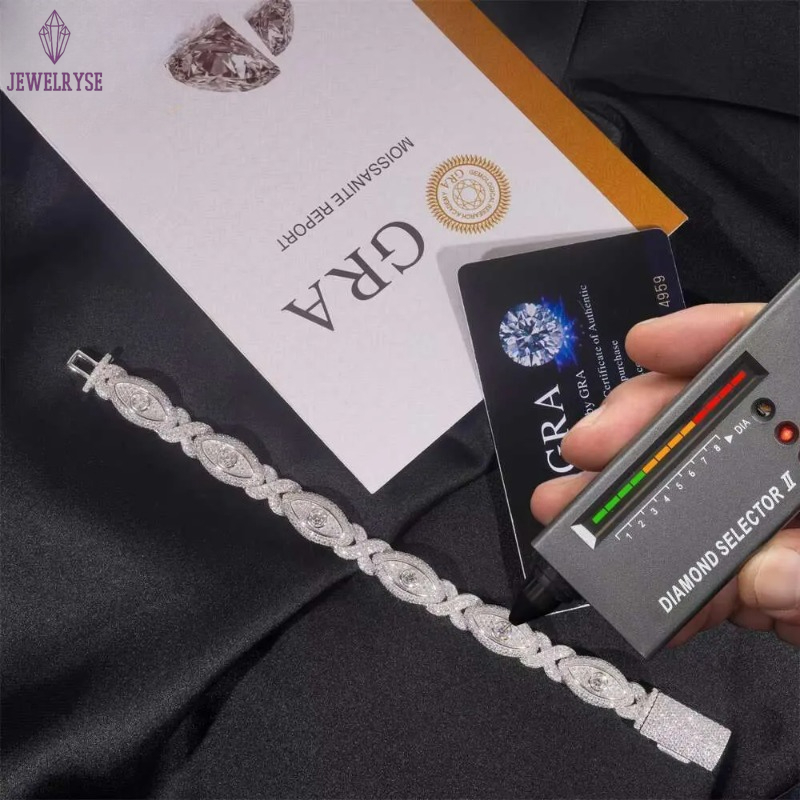 Pass Diamond Tester 925 Silver Gold Plated Hip Hop Jewelry Custom Infinite Eyes 8-character Chain VVS Moissanite Cuban Bracelet