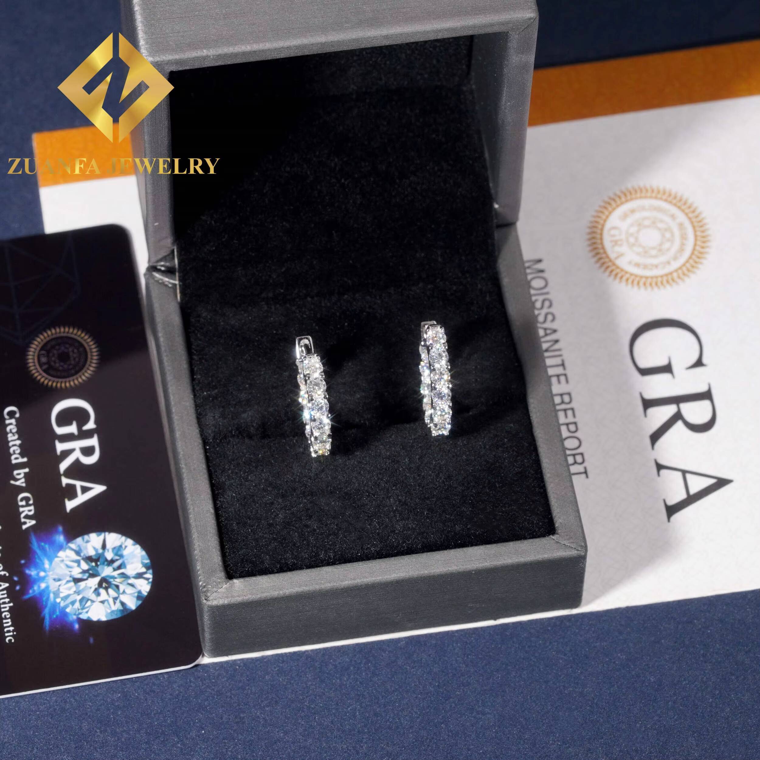 Fashion Women Tennis Earring 925 Sterling Silver VVS Moissanite Diamond Hoop Earring Hip Hop Earring Jewelry for Engagement