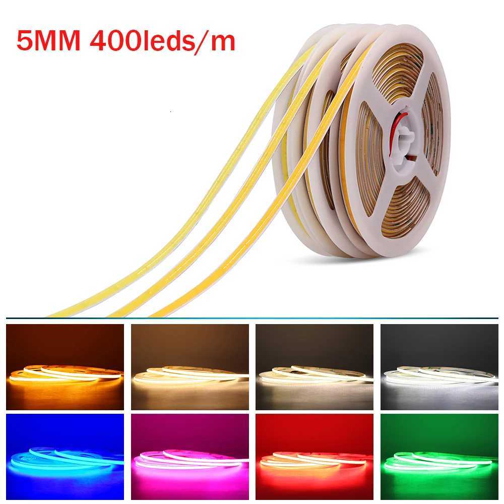 5M LED Strip Light 12V 24V COB LED Strip High Density Flexible Dimmable LED Tape Red/Yellow/Green/Pink/Blue/Cool Blue/Warm White M251129