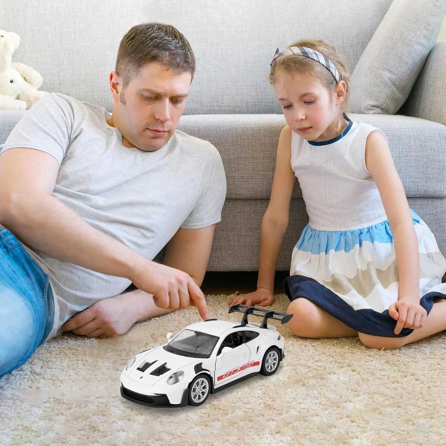 136 Porsche 911 GT3 RS Car Model Diecast Pull Back Model Toy Car Doors Open Collection Kids Toy for Aged 3 and up Gift J251129