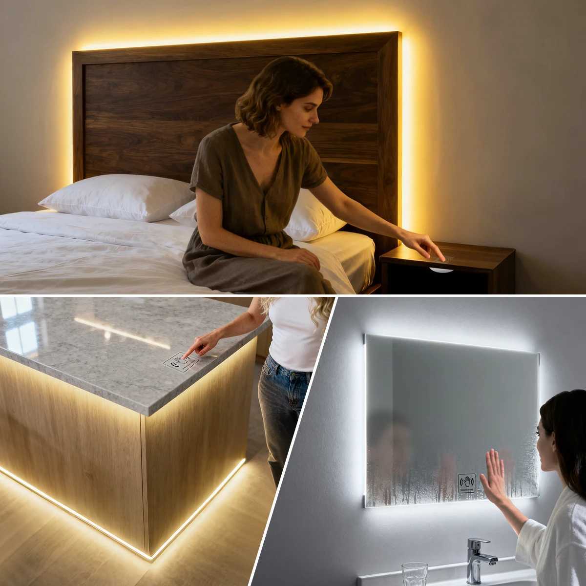 Touch Dimmer and Hand Sweep Induction Switch COB LED Neon Light Strip 24V LED Tape Light Touch Signals Penetrate the Wood Board M251129