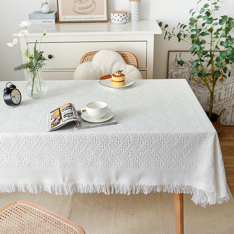 A855 tablecloth knitted fabric tablecloth lace coffee table cover cloth high-grade light luxury desk tablecloth rectangular