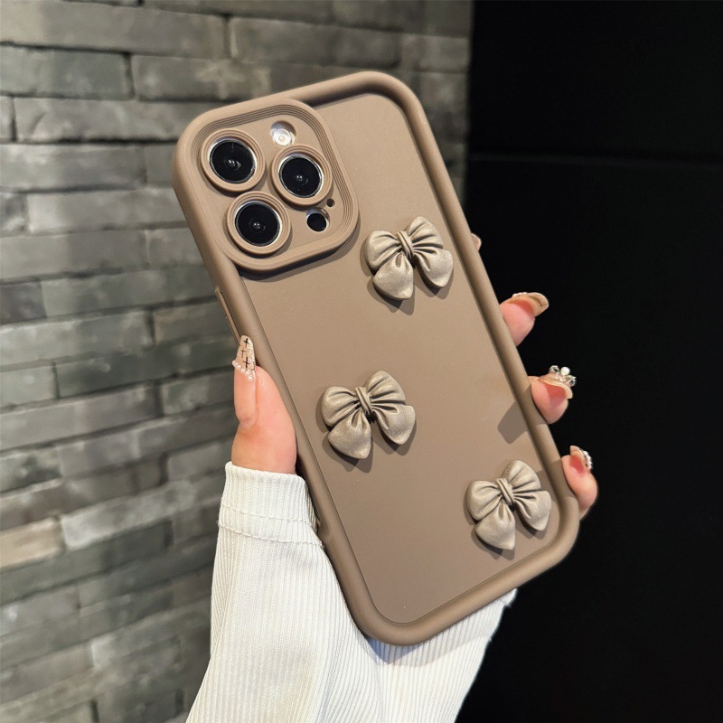 Bowknot Phone Case Compatible iPhone 17 Pro Max Full Coverage Apple 16/15 Matte Creative Shockproof Cover