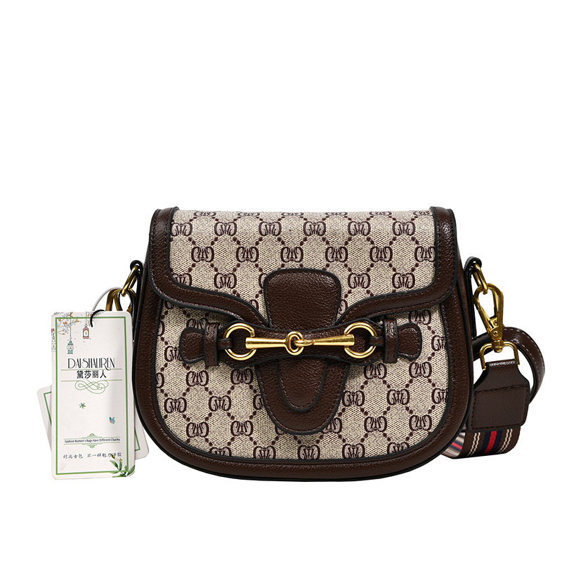 Designer bag free shipping 2025 new fashionable saddle bag premium texture printed single shoulder crossbody bag suitable for women