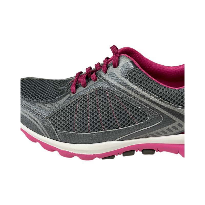 Women's Lightweight Breathable Running Shoes with Pink Accents - grey & Pink Okimoz