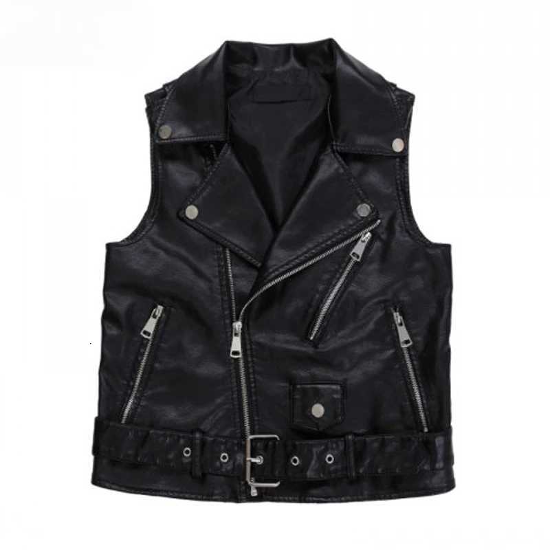 Autumn New Leather Vest Womens Short Sleeveless Leather Jacket PU Shoulder Cut Small Belt Leather JacketT251129