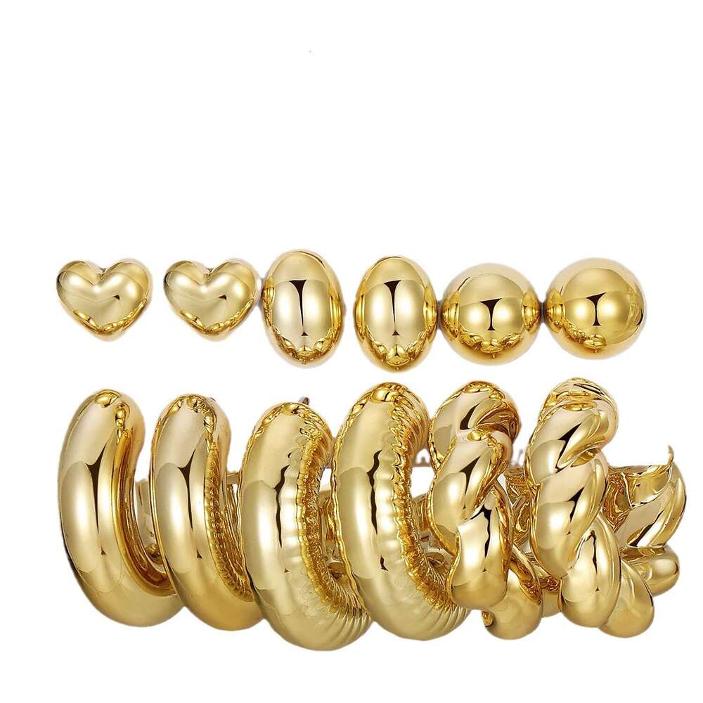 new highend gold personalized water droplet earrings creative cshaped earring set with 6 pairs