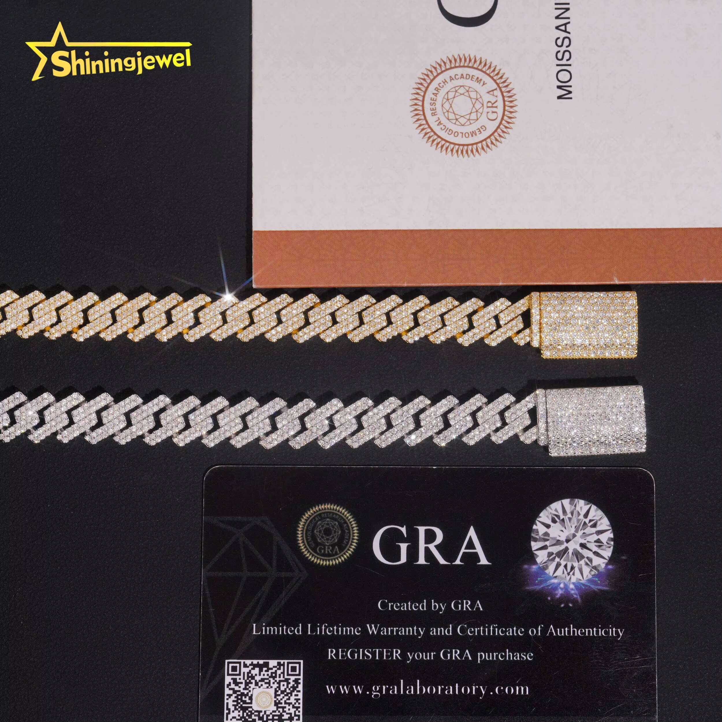 Stocks 10MM Rapper Bracelet 925 Sterling Silver Gold Plated Hip Hop Jewelry VVS D Color Moissanite Cuban Link Bracelet