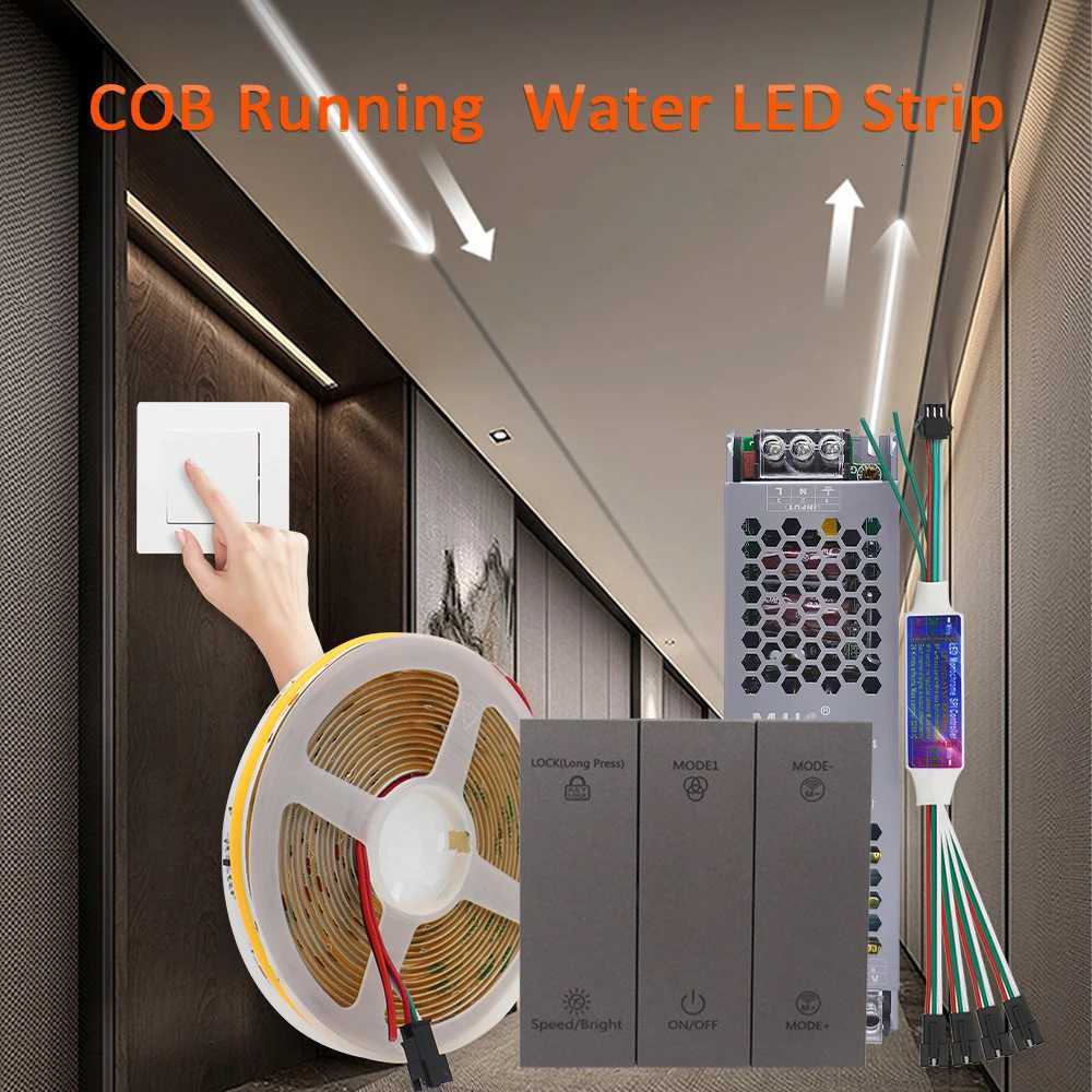 24V COB Sync Running Water LED Strip Light WS2811 Horse Race Flex Flowing Water Ribbon Tape Lamp with Smart Switch for HomeDecor M251129
