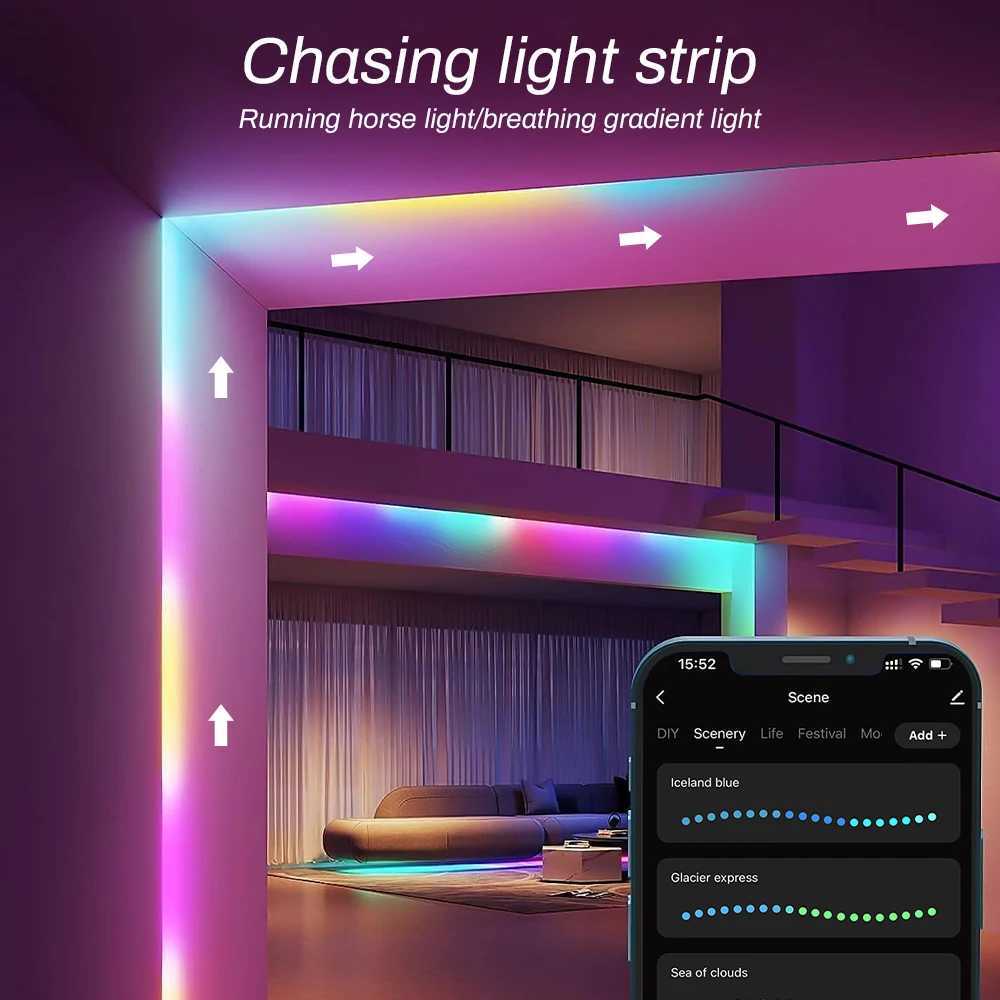 Tuya Wifi RGB IC Neon LED Strip Light WS2811 Addressable Dream Color LED Light IP68 Waterproof For Outdoor Garden Swimming Pool M251129