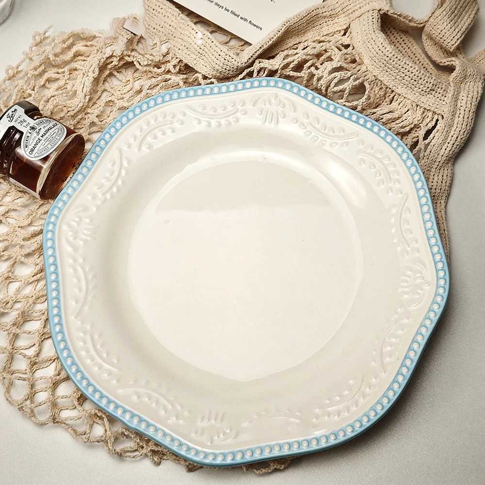 Luxury French Dessert Plates Exquisite Household Breakfast Dish Retro Coffee Shop Ceramic Tableware Chic Western Cuisine Plate Y251129