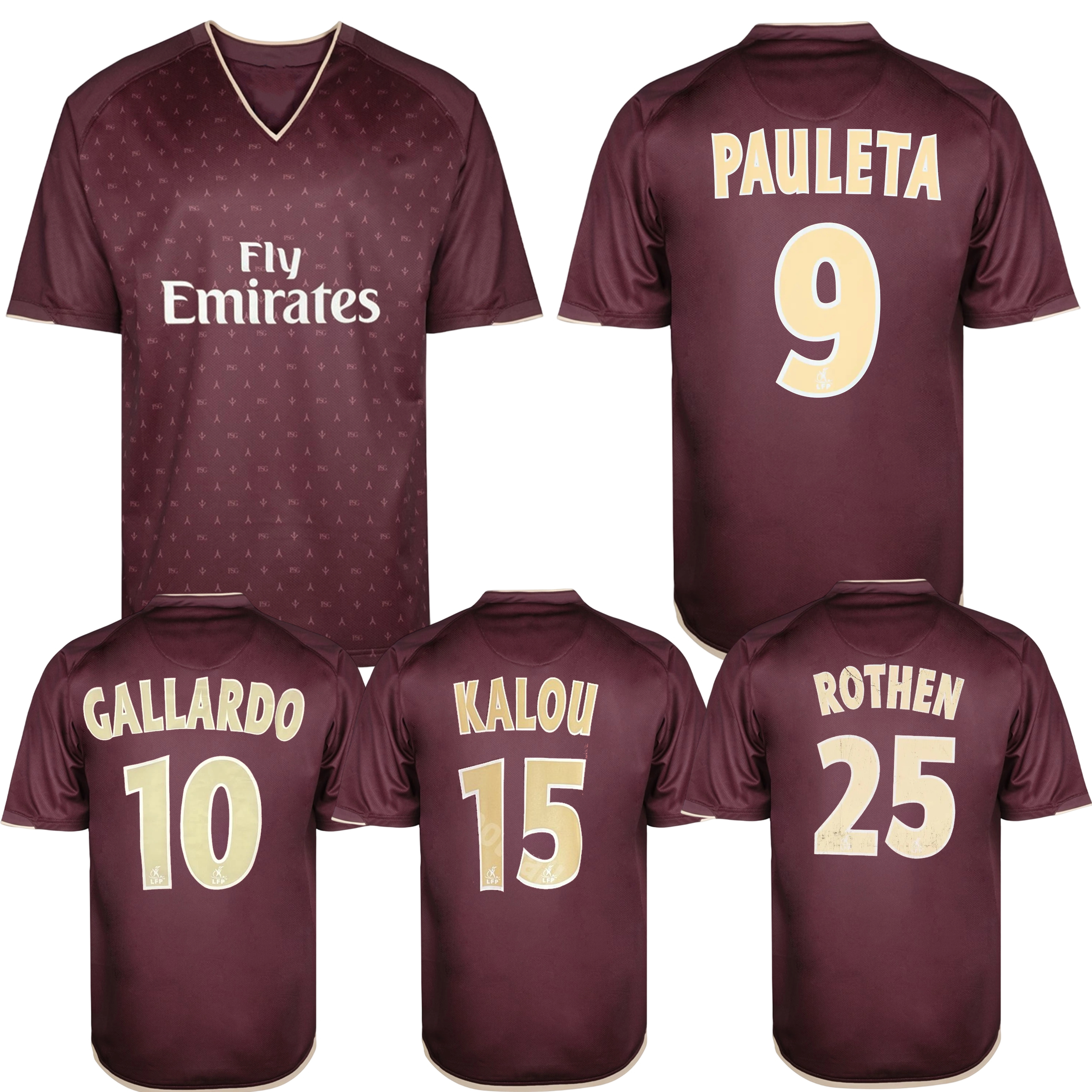 2006 2007 Paris retro soccer jerseys 06 07 Pauleta Gallardo KALOU Rothen vintage classic heritage home away football shirt
