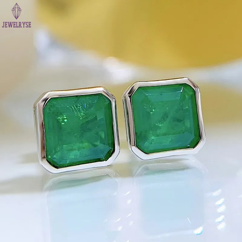 Choucong Top Sell Handmade Stud Earrings Simple Fine Jewellery Real 100% 925 Sterling Silver Large Princess Cut 3CT Emerald Party Ladies Earring Gift
