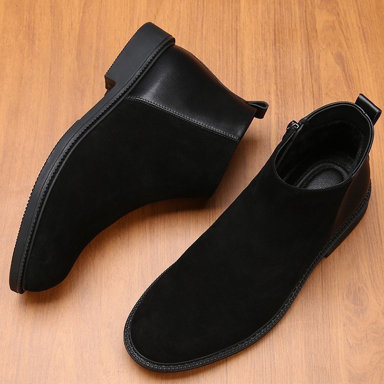 Autumn Winter High Top Mens Short Boots Warm and Velvet Korean Edition Splicing Casual Versatile Martin Boots 240615