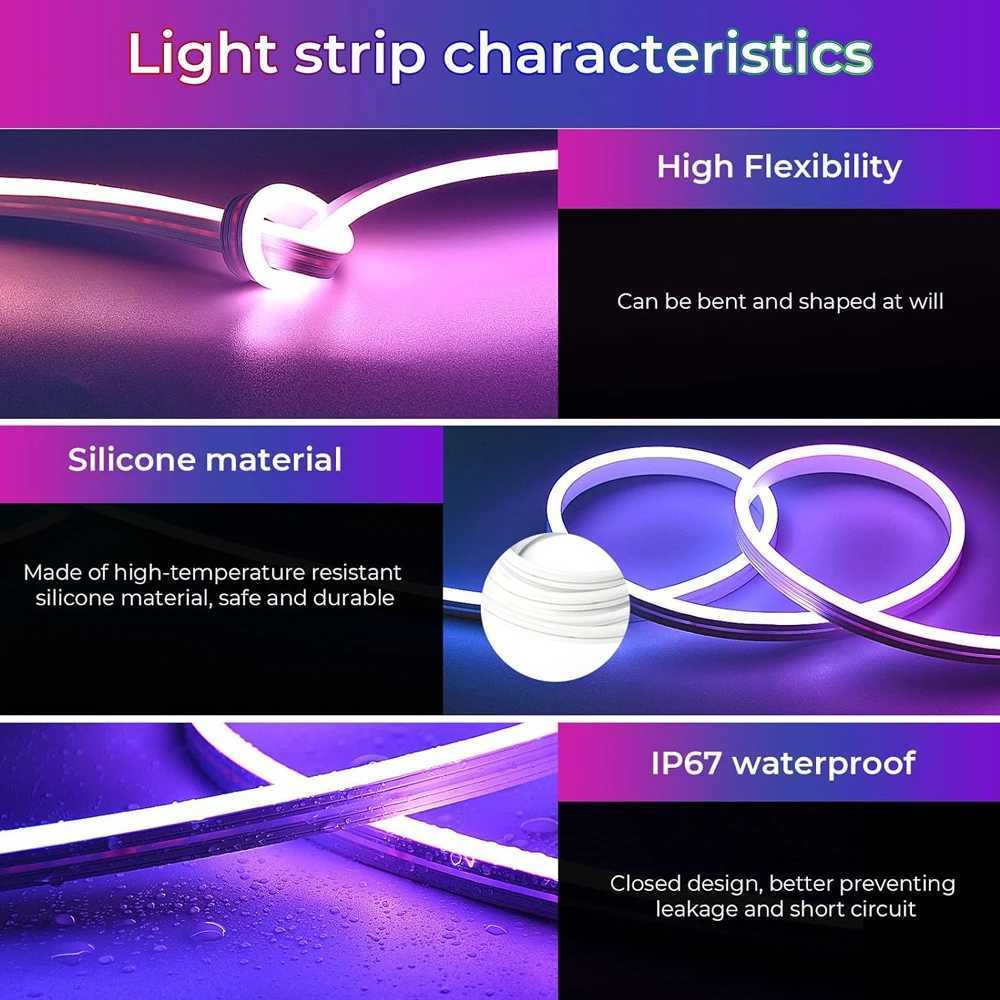 Homekit WiFi RGB Neon LED Strip Light 1m 2m 3m 5m Waterproof Dimmable Flexible Lamp Mini Controller 12V Power Siri Voice Control M251129