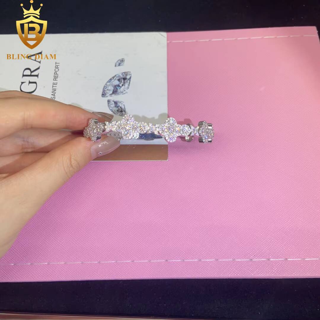 Hot Saling Fashion 10mm 925 Silver Chain Moissanite Cuban Bracelet Men Women Hip Hop Style Pass Diamond Tester GRA Certification