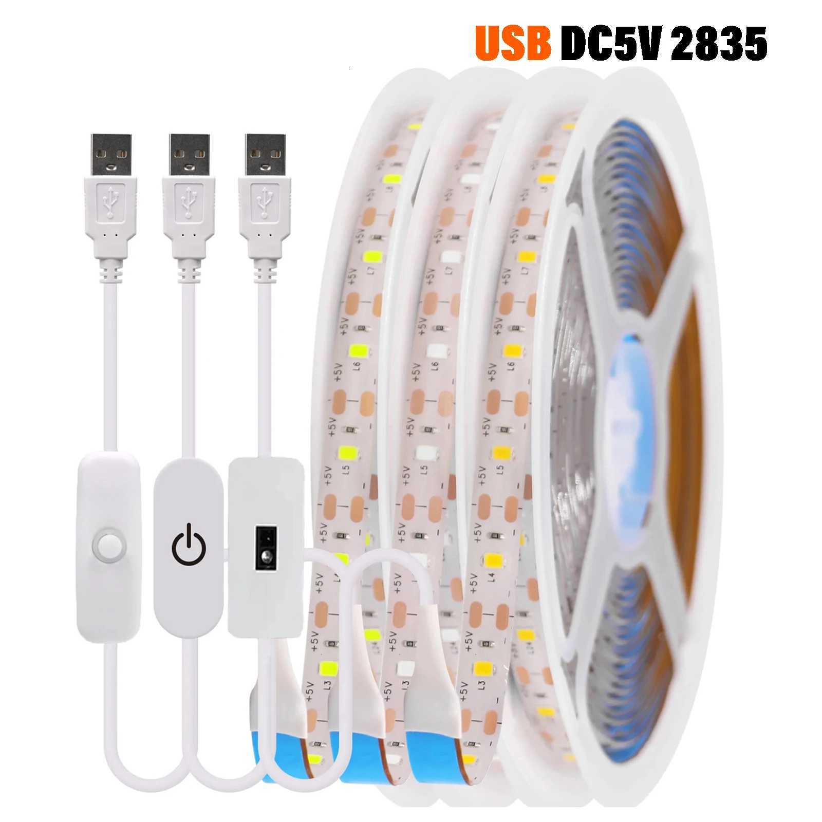 USB DC5V 2835 LED Strip Light Tape With Hand Sweep/Dimmer/ON OFF Switch Flexible Ribbon for Kitchen Room Cabinet TV Backlight M251129