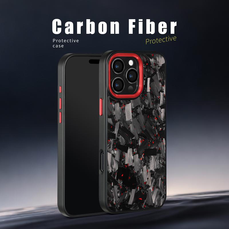 Color Metal Frame Forged Carbon Fiber Phone Case For iPhone16/15/14/13/12 Pro Max 13 Apple 15 13 Pro