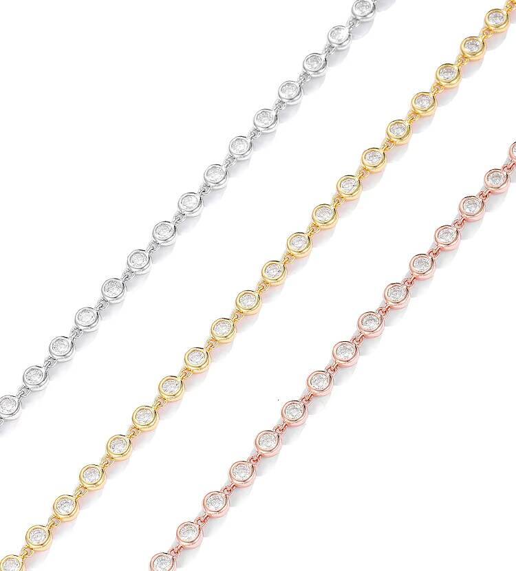 Factory Jewelry High-grade S925 Silver 3mm 4mm Bubble Lab Diamond Zircon or Moissanite Tennis Chain Necklace for Women